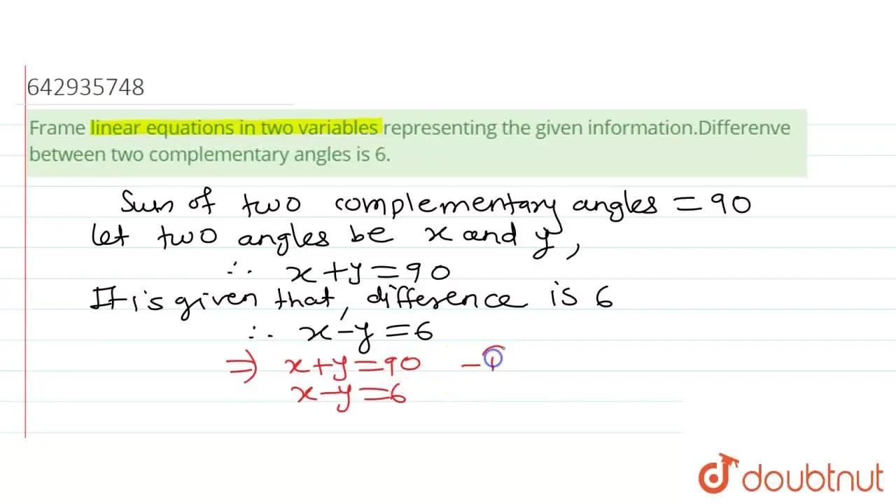 [Marathi] Frame linear equations in two variables representing the giv