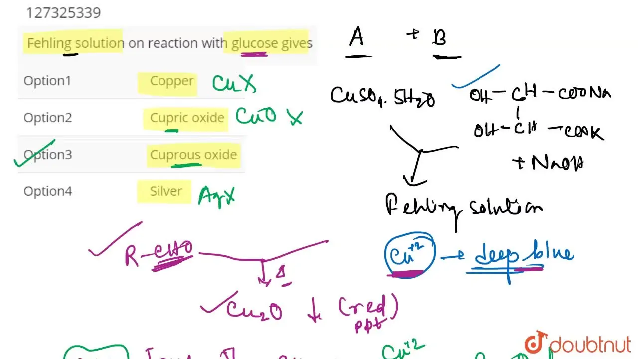 Fehling solution on reaction with glucose gives