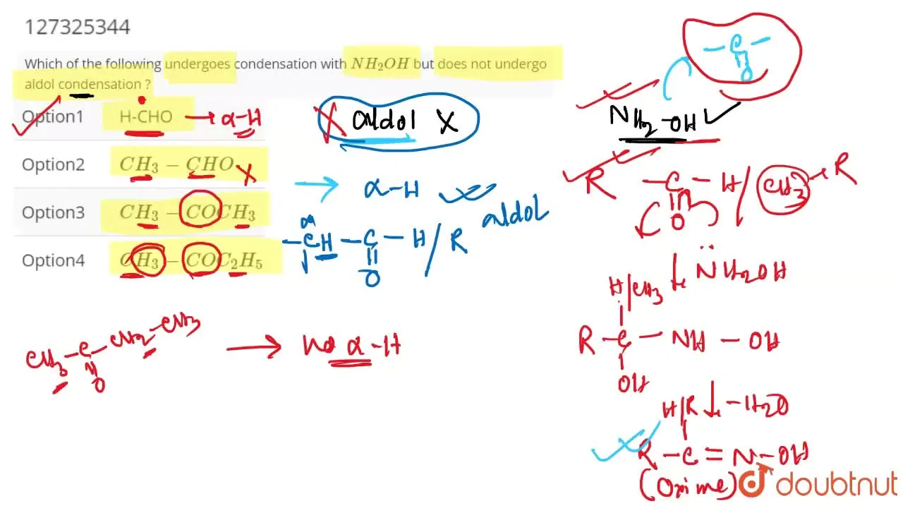 Which of the following undergoes condensation with NH(2)OH but does n