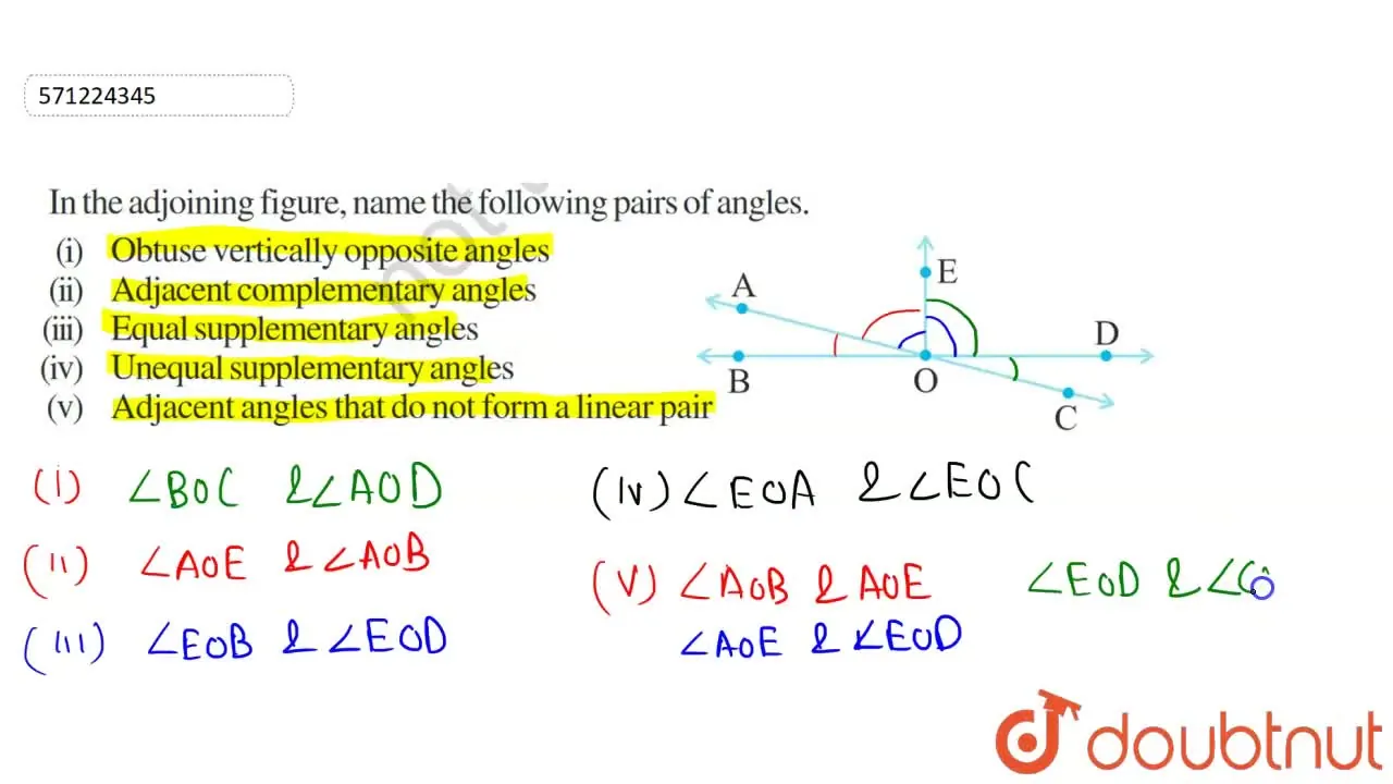 In the adjoining figure, name the following pairs of angles.(i) Obtuse