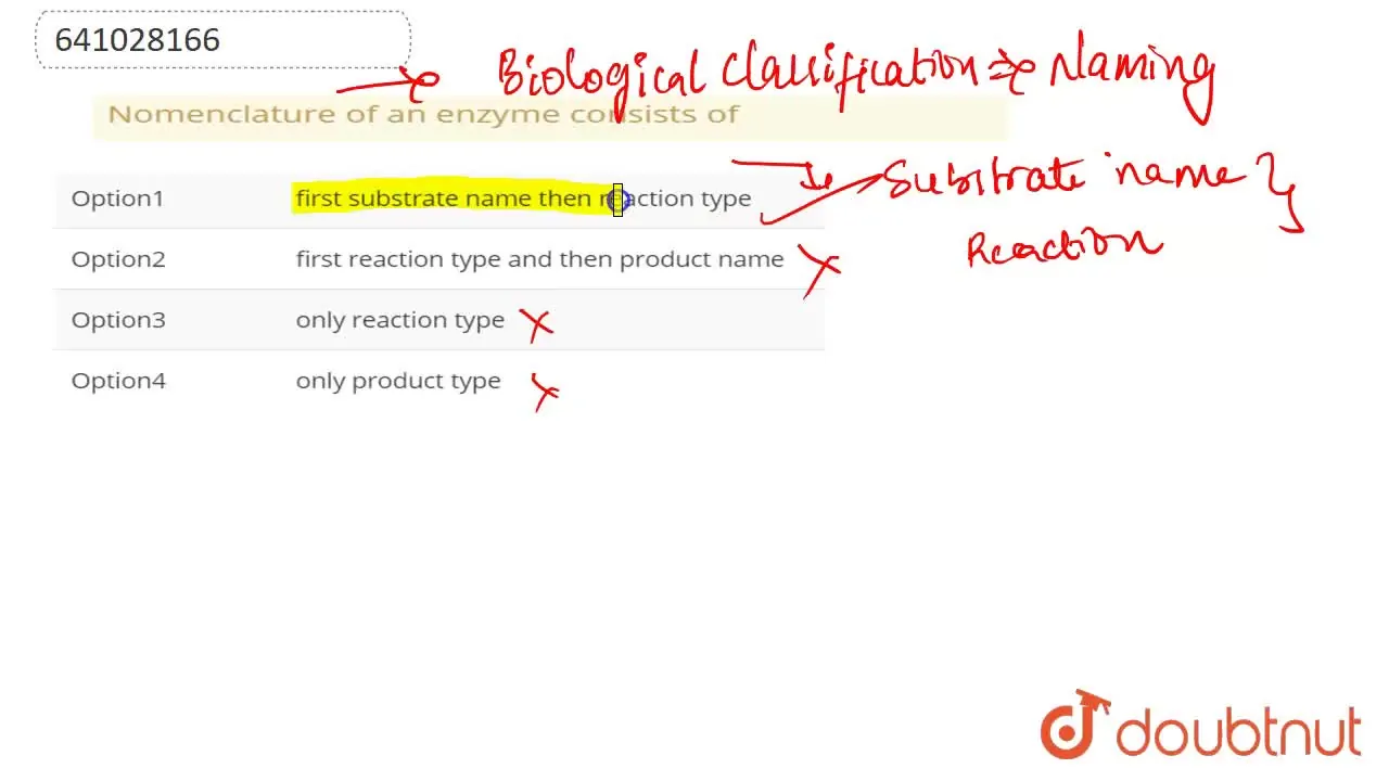 [Telugu Solution] Nomenclature of an enzyme consists of