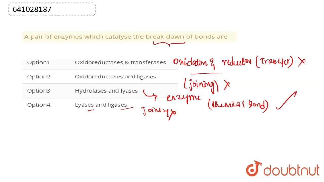 [Telugu Solution] A pair of enzymes which catalyse the break down of b