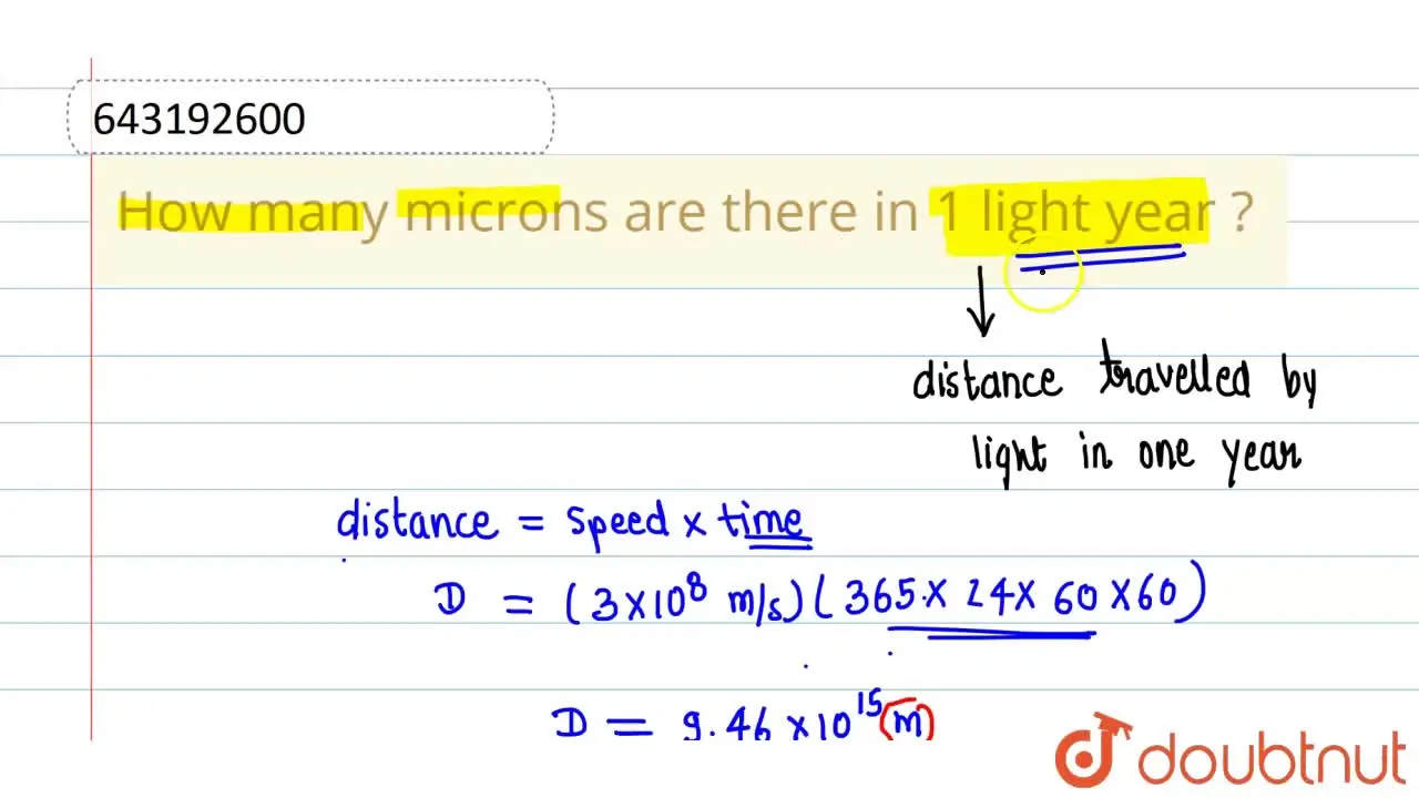 How many microns are there in 1 light year