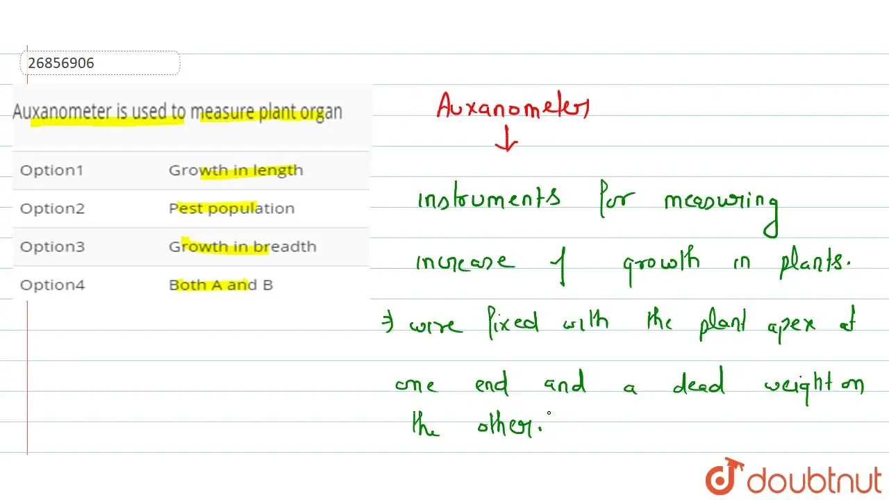 Auxanometer is used to measure plant organ
