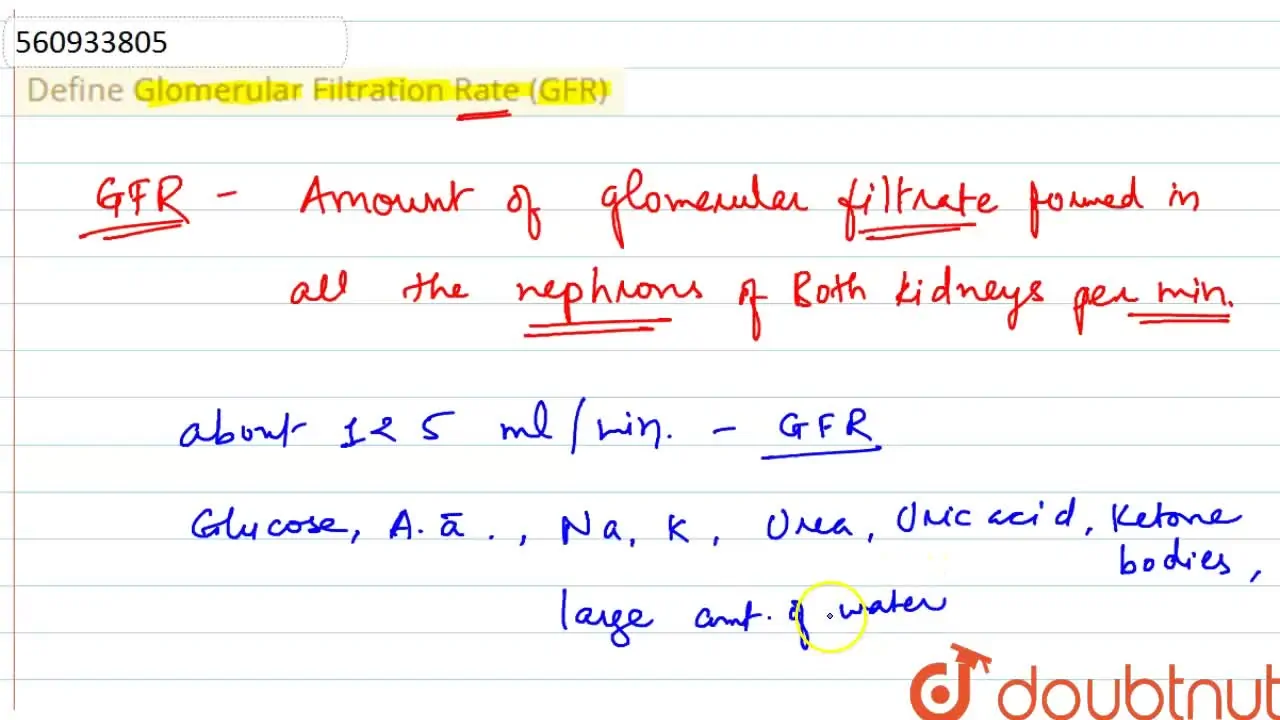 [Gujrati Solution] Define Glomerular Filtration Rate (GFR)