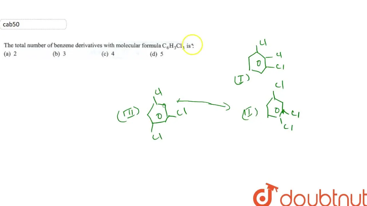 The total number benzene derivatives with molecular formula C(6)H(3)CI