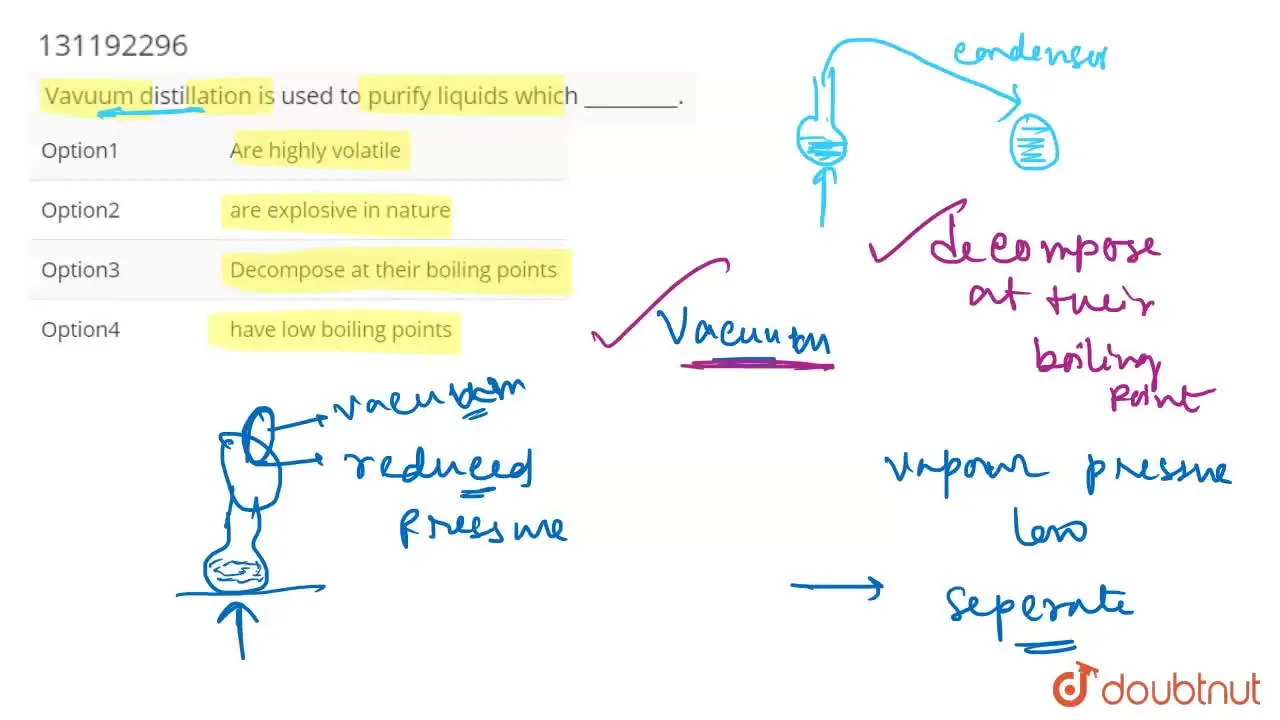Vavuum distillation is used to purify liquids which