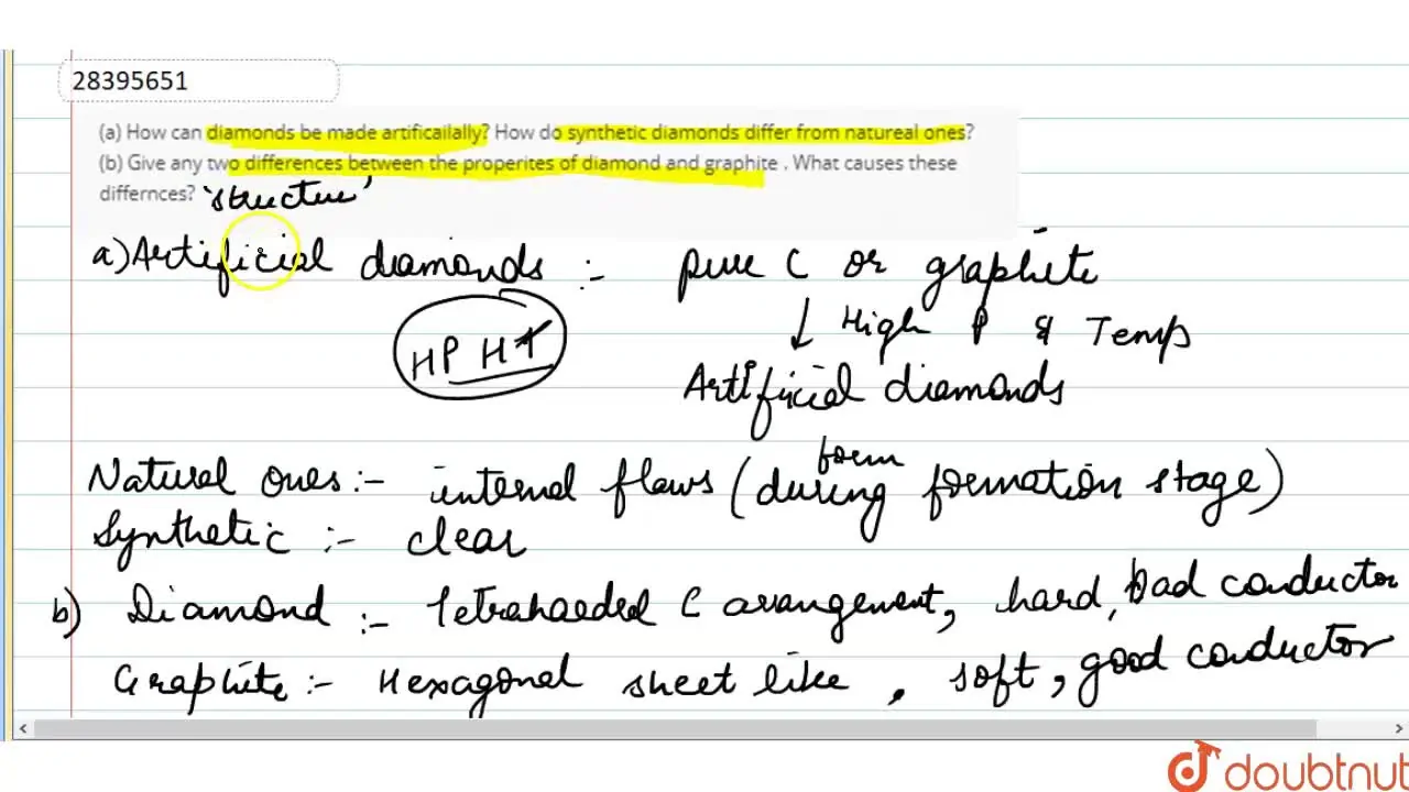 (a) How can diamonds be made artificailally? How do synthetic diamonds