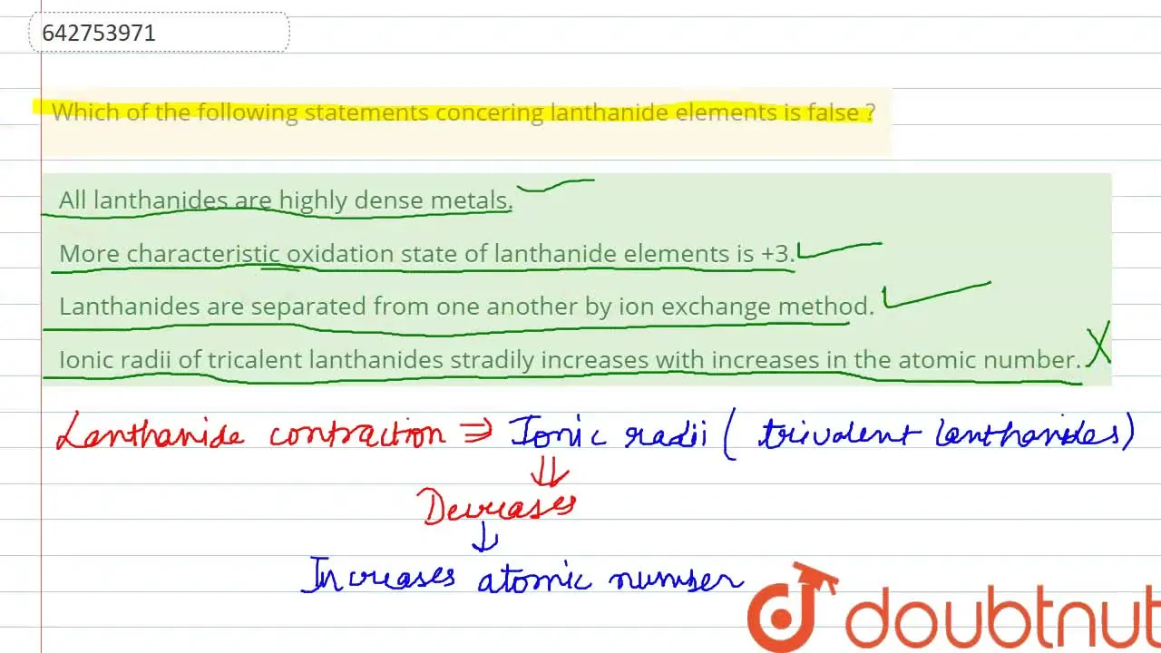 Lanthanides are separated from one another by ion exchange method.