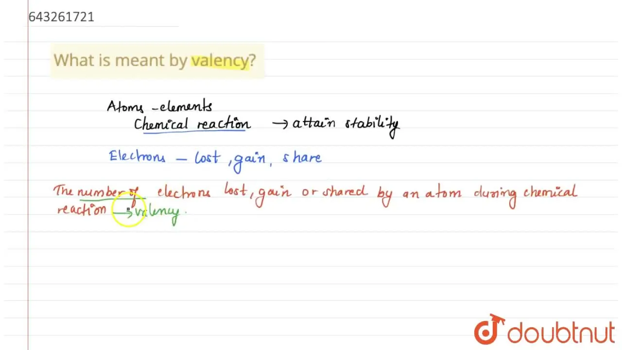 [Malayalam] What is meant by valency?