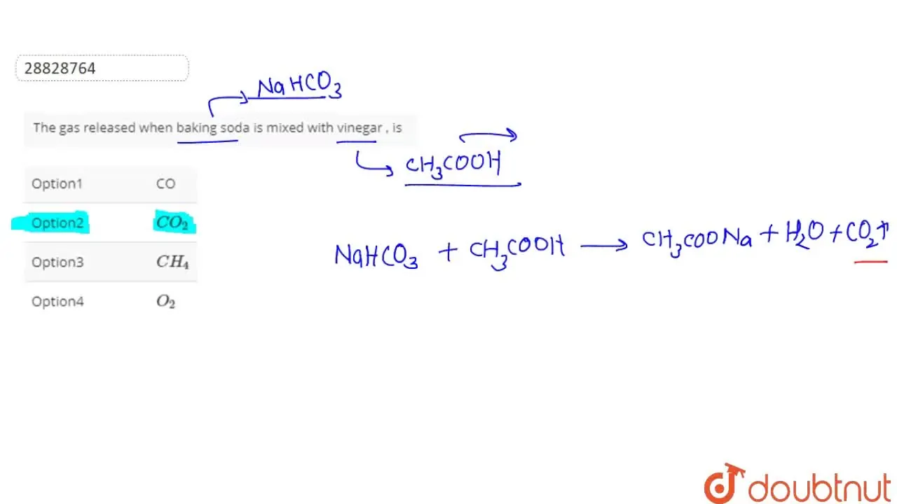 The gas released when baking soda is mixed with vinegar , is
