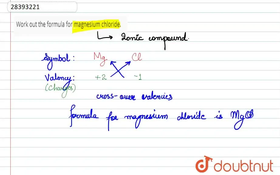 Work out the formula for magnesium chloride.