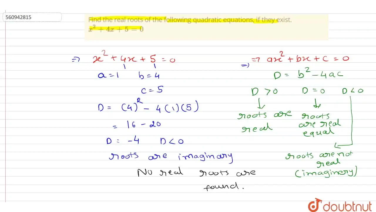 [Gujrati] Find the real roots of the following quadratic equations, if