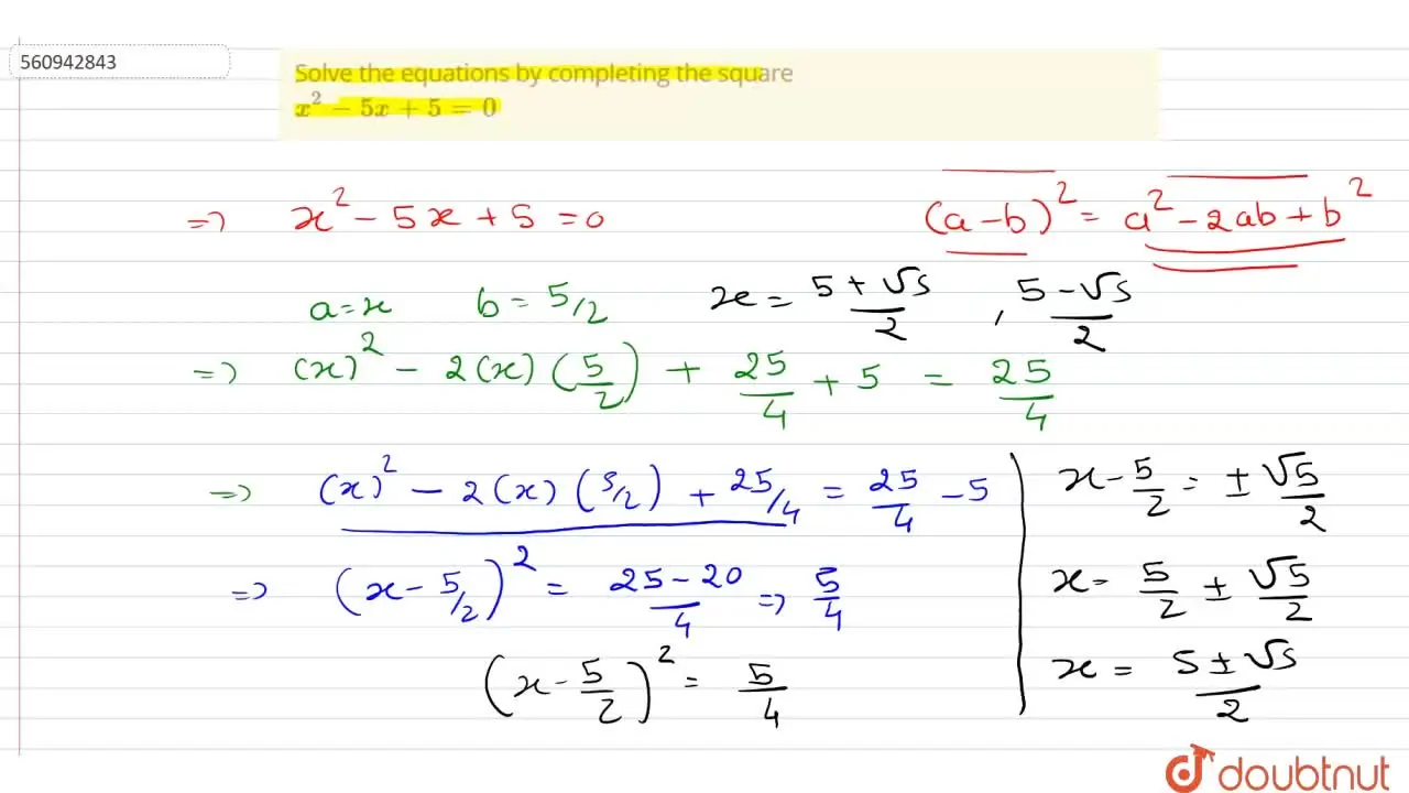 gujrati-solve-the-equations-by-completing-the-square-x-2-5x-5-0