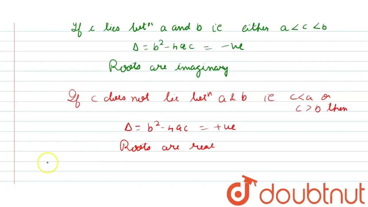 Prove That The Roots Of (a-b)^(2)x^(2)+2(a+b-2c)x+1=0, A Lt B , Are Re