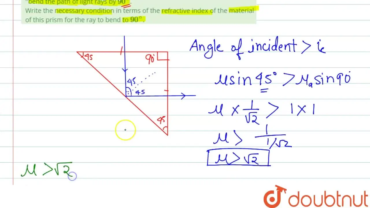 Draw A Ray Diagram To Show A Right Angled Isosceles Prism May Be Used 8086