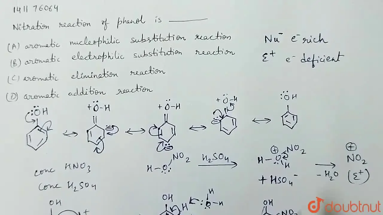 Nitration reaction of phenol is