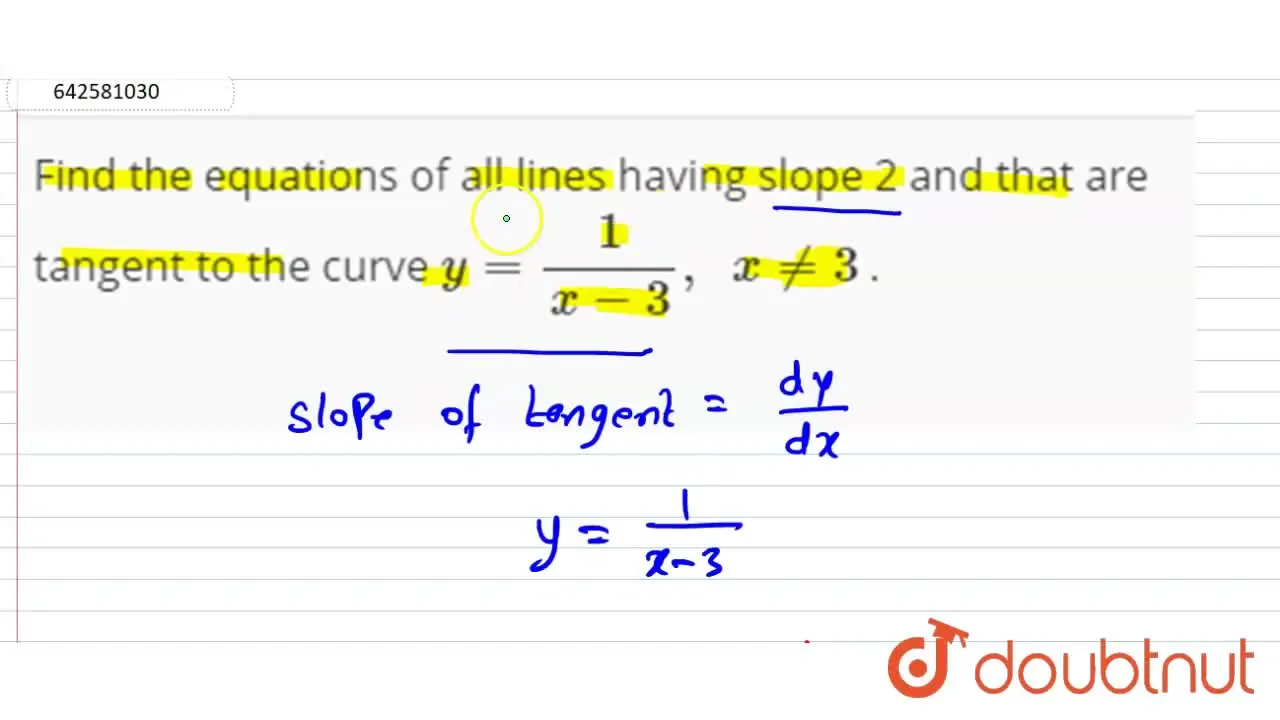 Find The Equations Of All Lines Having Slope 2 And That Are Tangent 1758