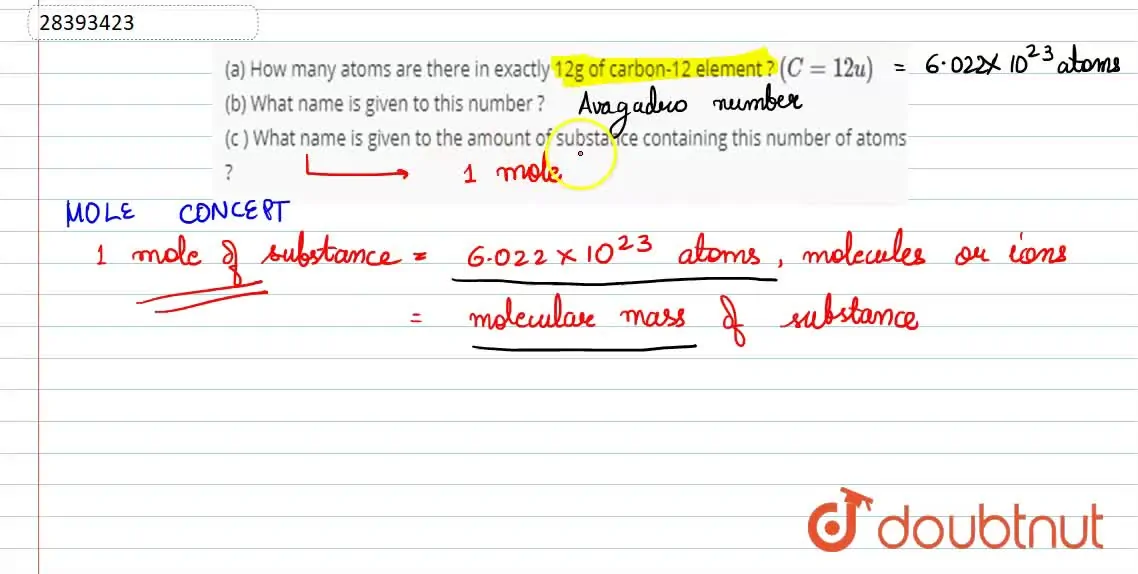 (a) How many atoms are there in exactly 12g of carbon-12 element