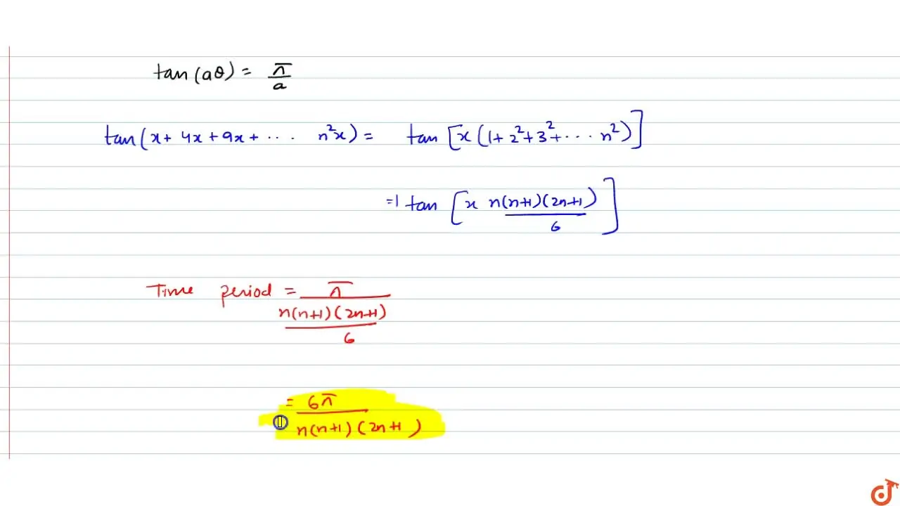 Period of tan(x+4x+9x+....n^2x) is