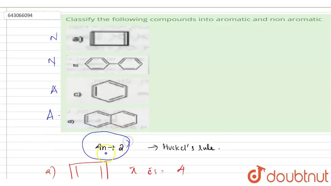 [Malayalam] Classify the following compounds into aromatic and non aro