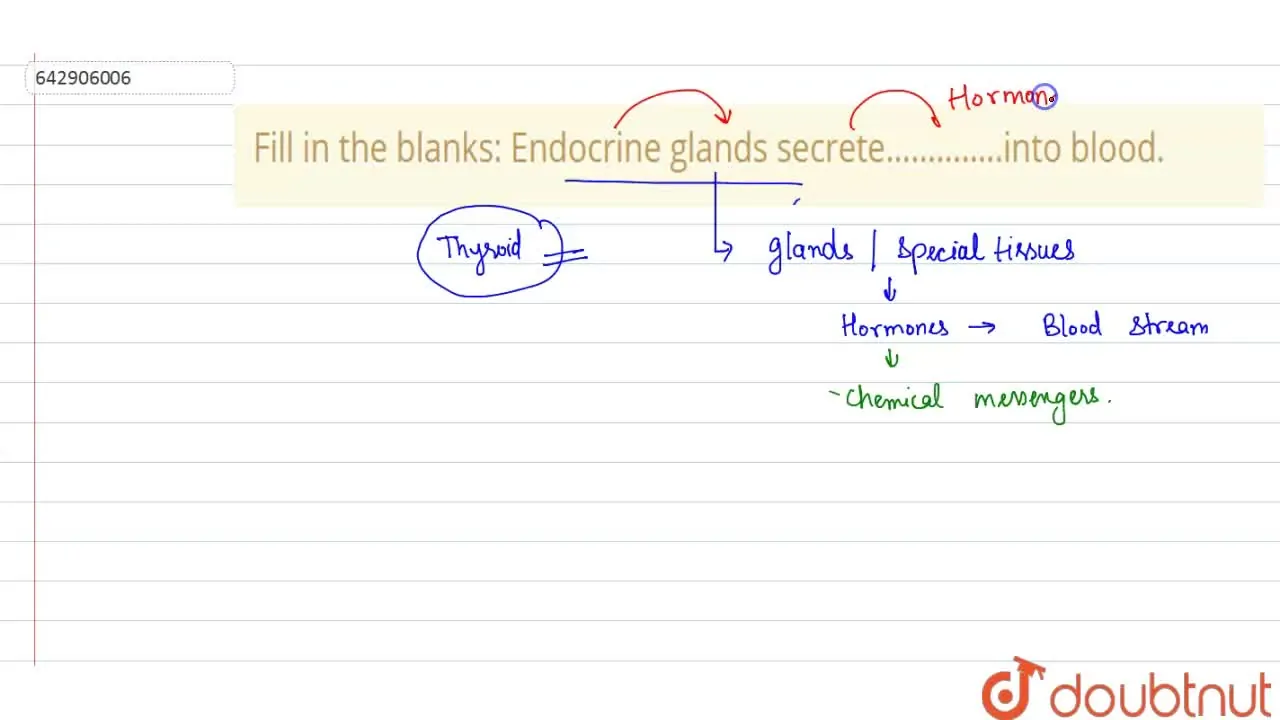 [Punjabi Solution] Fill in the blanks Endocrine glands secrete…………..