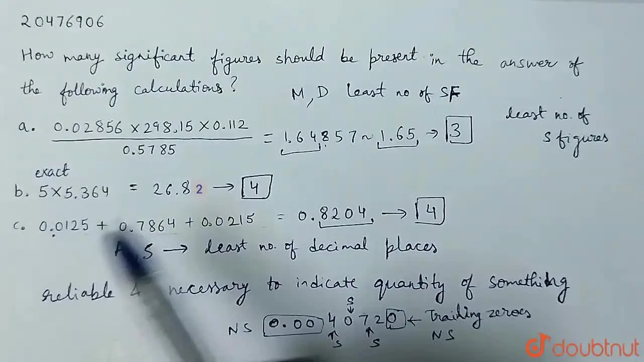 How many significant figures should be present in the answer of the fo