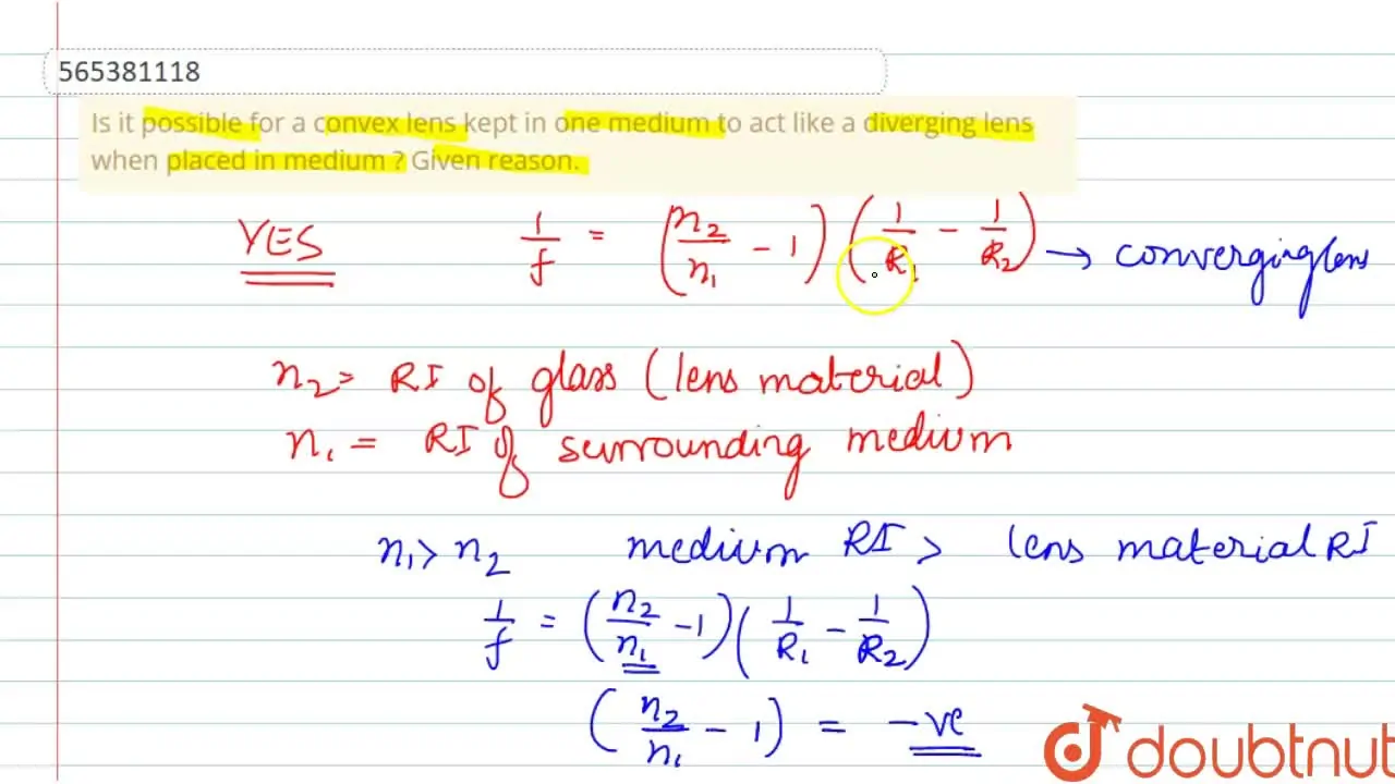 [Kannada] Is it possible for a convex lens kept in one medium to act l