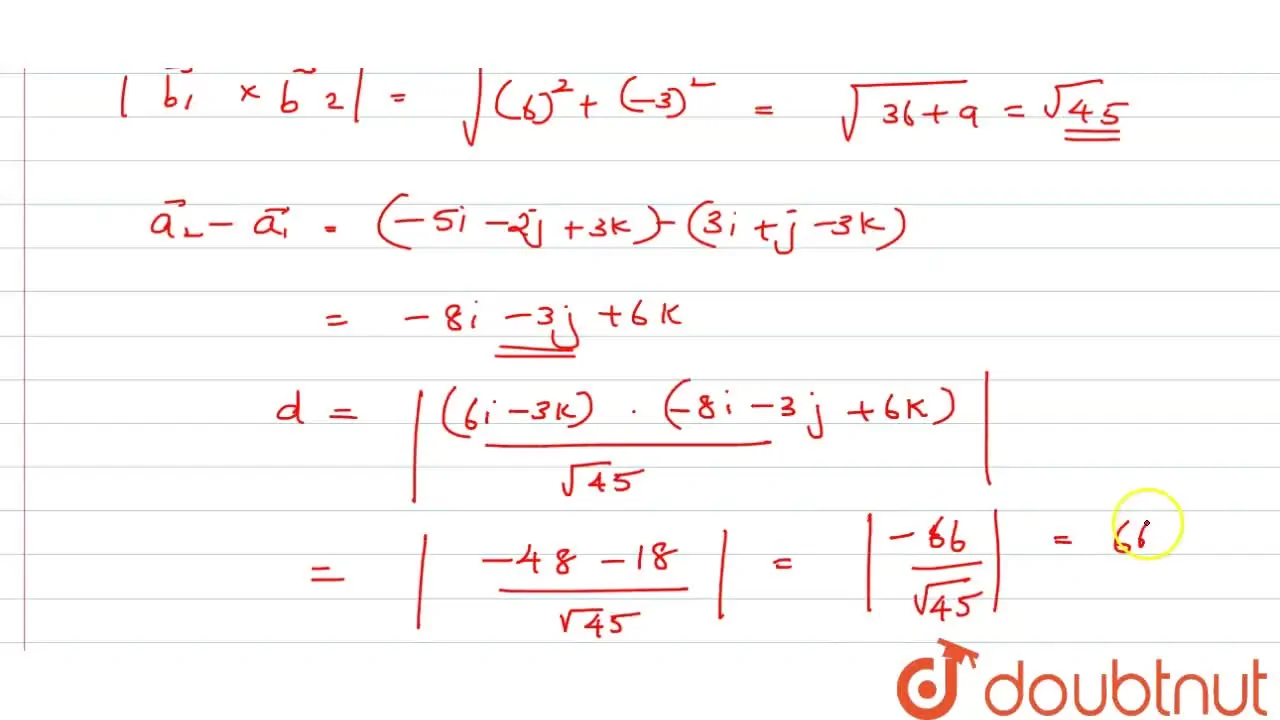 [Malayalam] Consider the lines (x3)/2=(y1)/5=(z+3)/4 and (x+5)/1=(