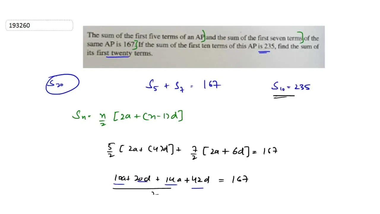 The sum of the first five terms of an AP and the sum of the first seve