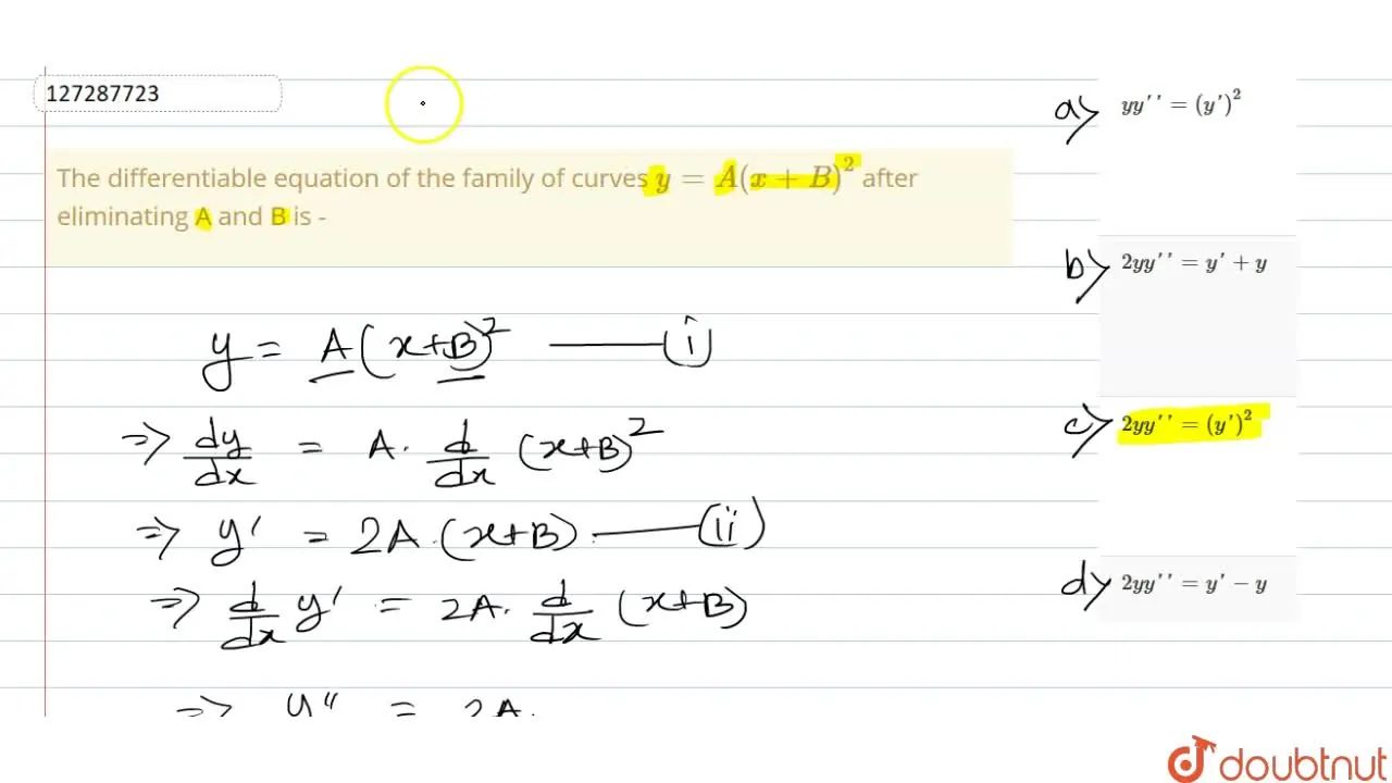 [Bengali] The differential equation representing the family of curves