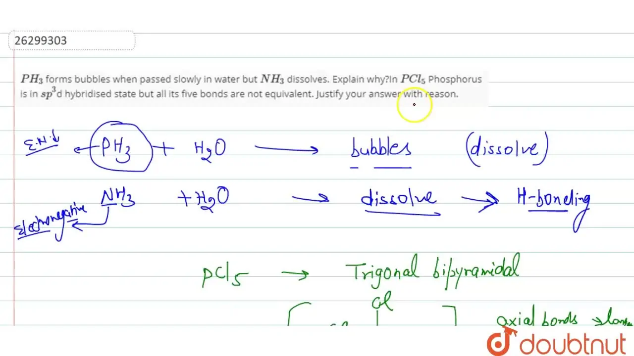 PH(3) Forms Bubbles When Passed Slowly In Water But NH(3) Dissolves. E