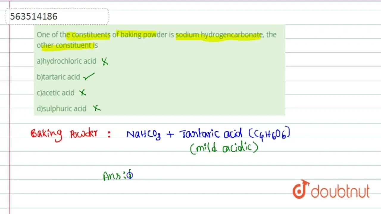 [Kannada] One of the constituents of baking powder is sodium hydrogenc