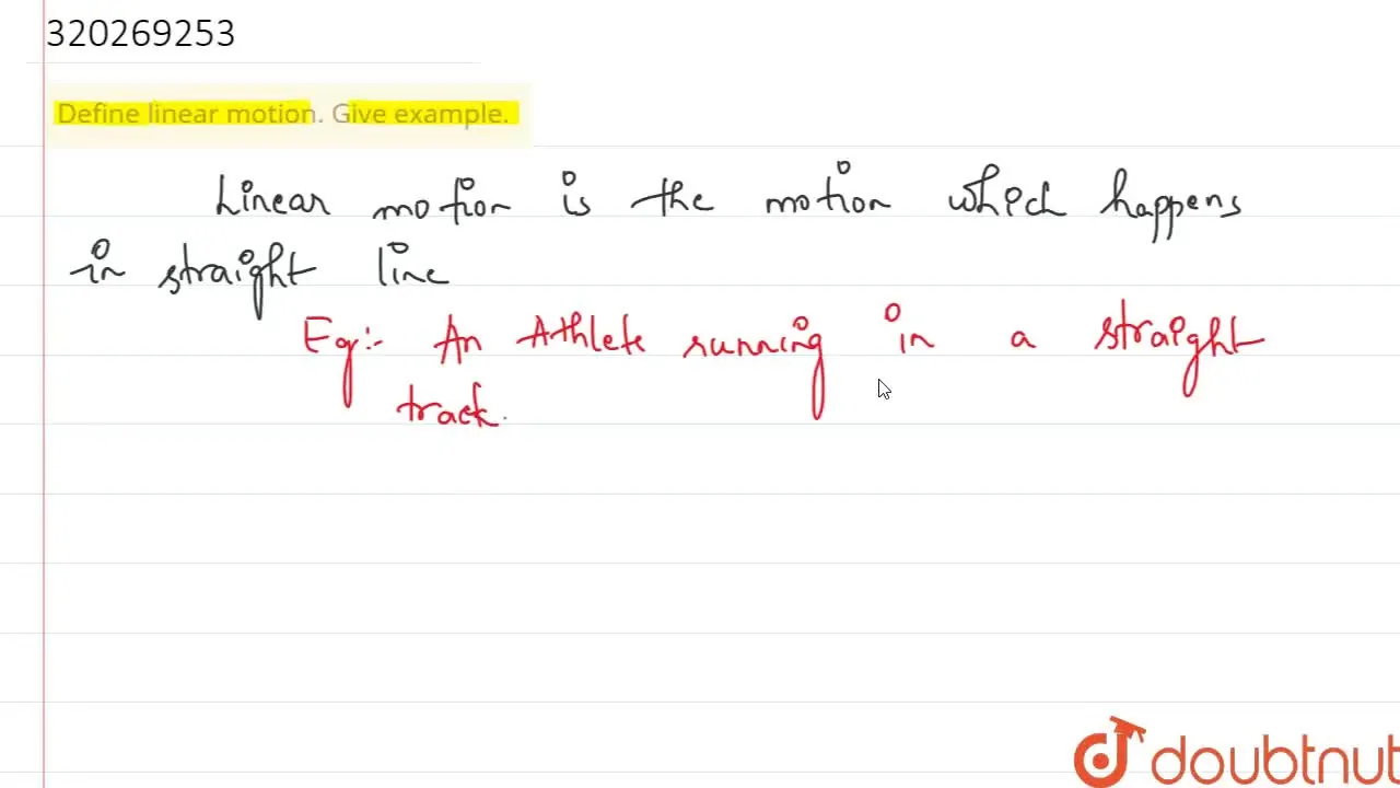 [Tamil] Define linear motion. Give example.