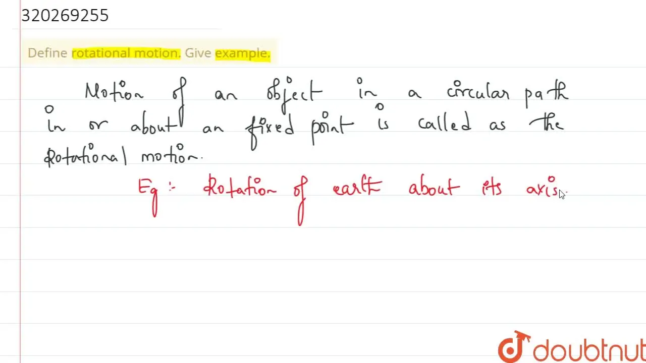 [Tamil] Define rotational motion. Give example.