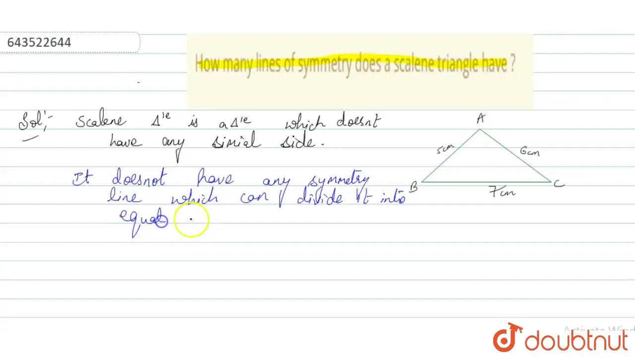 How many lines of symmetry does a scalene triangle have
