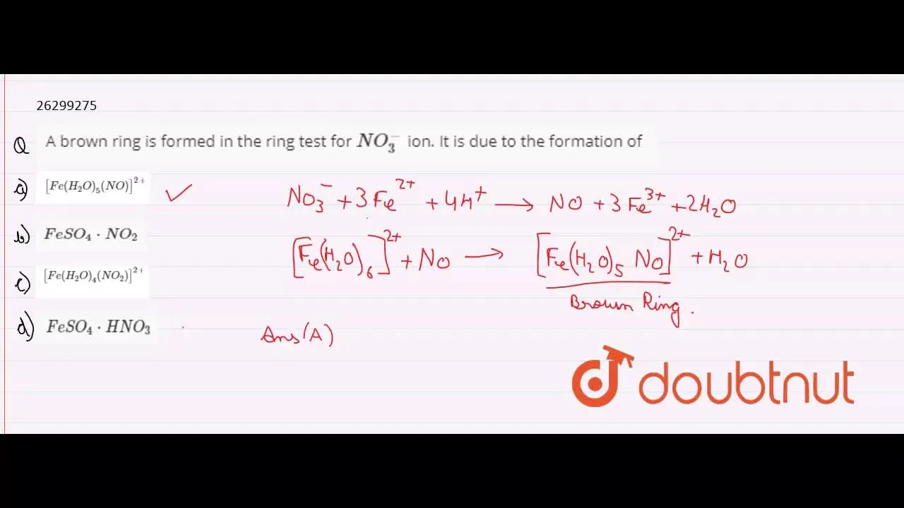 CBSE Class 12 - Ring test for nitrate ion. Offered by Unacademy