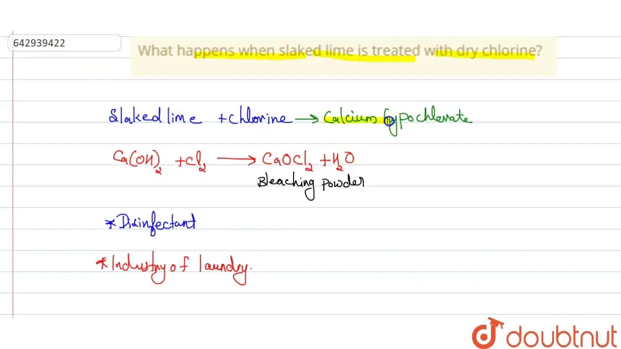 [Malayalam] What happens when slaked lime is treated with dry chlorine