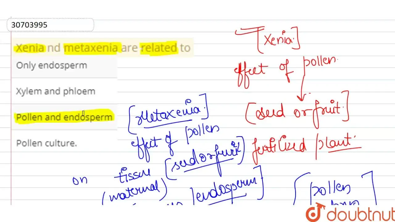 Xenia nd metaxenia are related to