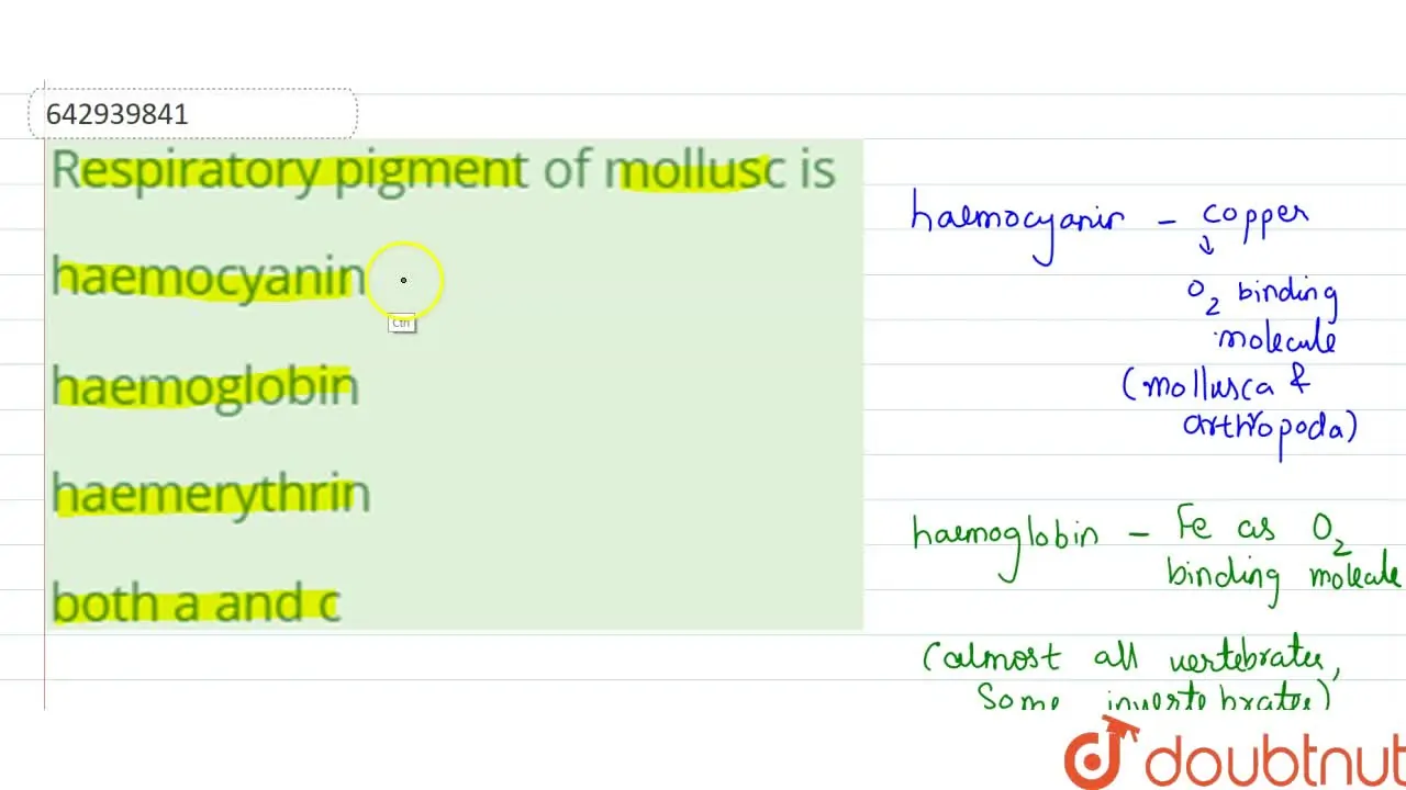 [Malayalam Solution] Respiratory pigment of mollusc is
