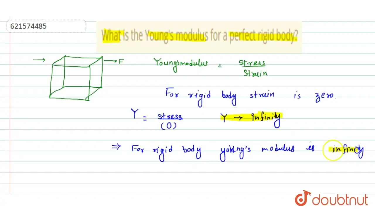 [Gujrati] What is the Young's modulus for a perfect rigid body?