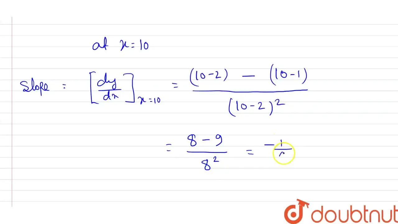 [Bengali] Find the slope of the tangent to the curve y= (x1)/(x2), x