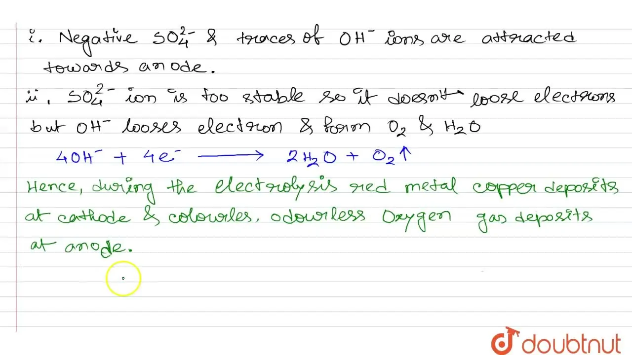 During the electrolysis of copper (II) sulphate solution using platinu