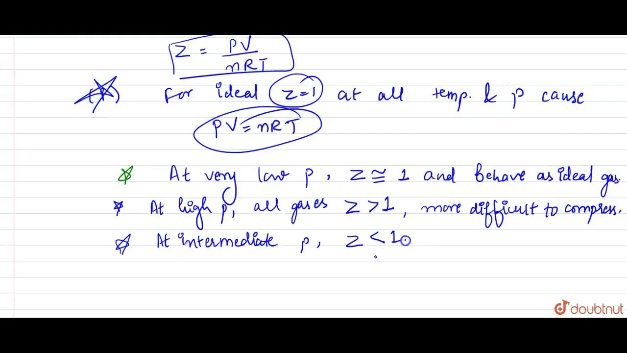 Solved The definition of compressibility factor Z, Eq.
