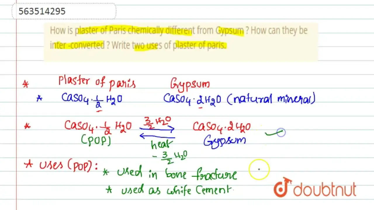 [Kannada] How is plaster of Paris chemically different from Gypsum ? H