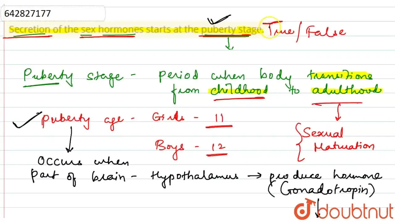 Gujrati Solution Secretion Of The Sex Hormones Starts At The Puberty