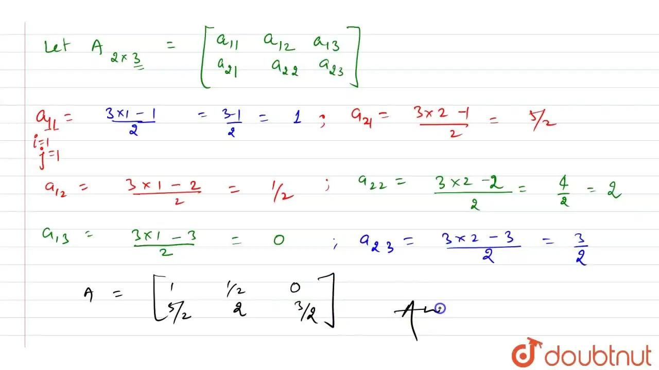 Punjabi Construct a 2 xx 3 matrix whose elements in the ith row and