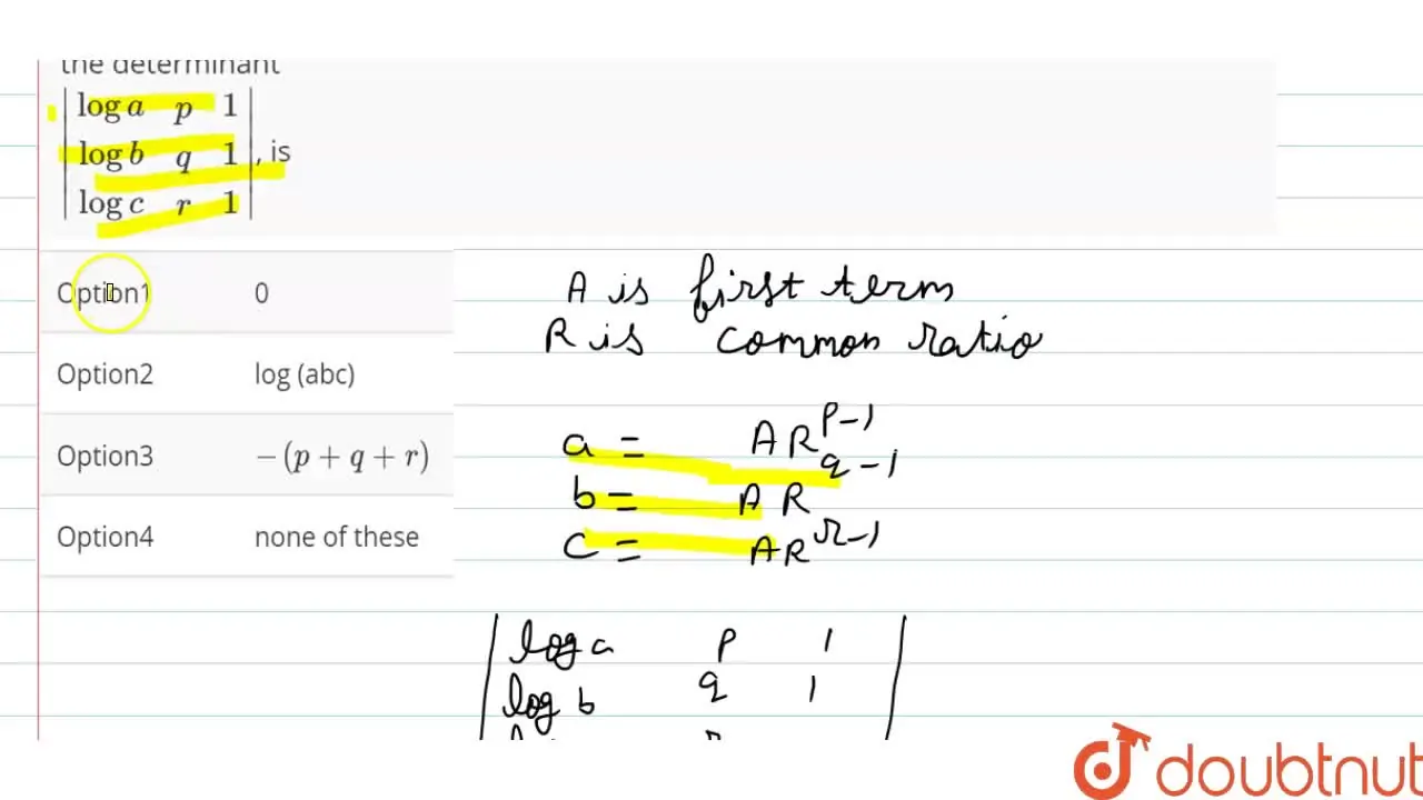 If A,b,c Are Positive And Are The Pth Qth And Rth Terms Respectively