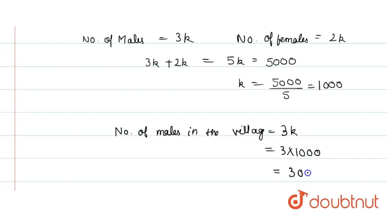 Population of a village is 5000. If there is an increase in male popul