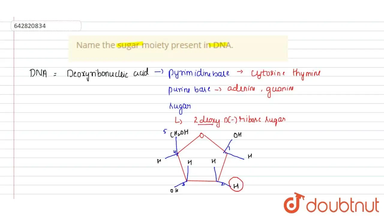 [Kannada] Name the sugar moiety present in DNA.